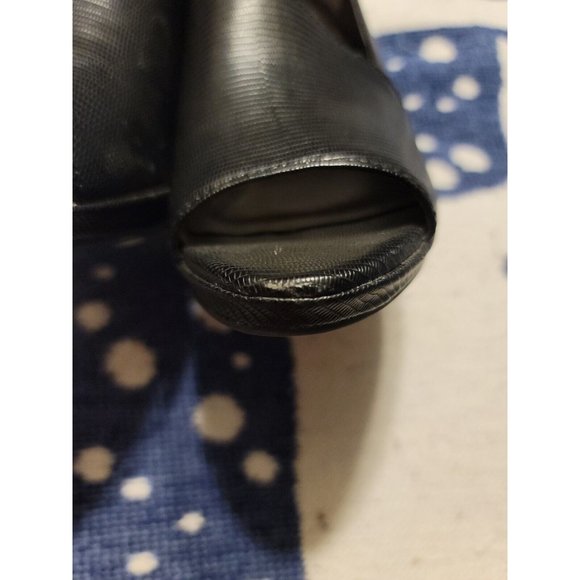 Lifestride Black Faux Leather Peep Toe Pump Heels Size 8.5 - Picture 4 of 10